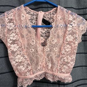 Pink Lacey crop top